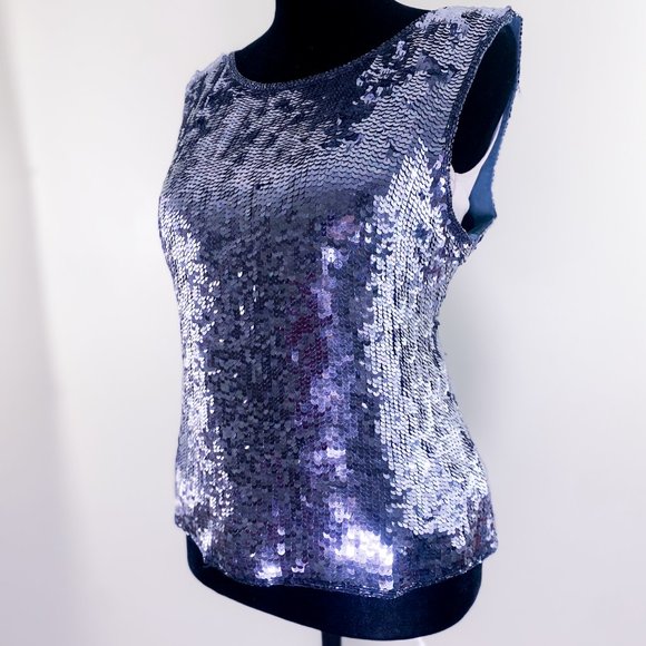 Jennifer Moore | Semi-Formal Women's Silk Beaded Sleeveless Sequin Shirt || Tank - Picture 2 of 15
